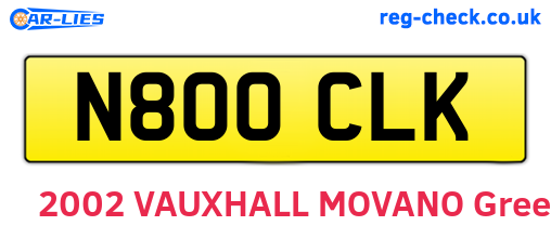 N800CLK are the vehicle registration plates.