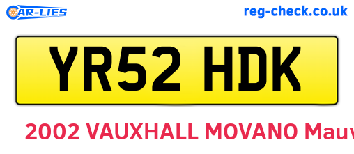 YR52HDK are the vehicle registration plates.