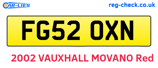 FG52OXN are the vehicle registration plates.