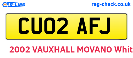CU02AFJ are the vehicle registration plates.