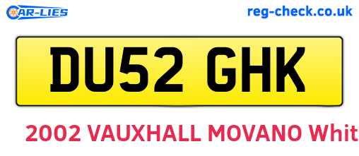 DU52GHK are the vehicle registration plates.