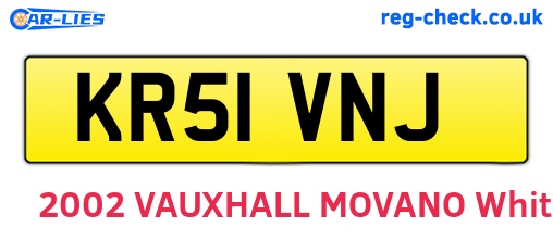 KR51VNJ are the vehicle registration plates.