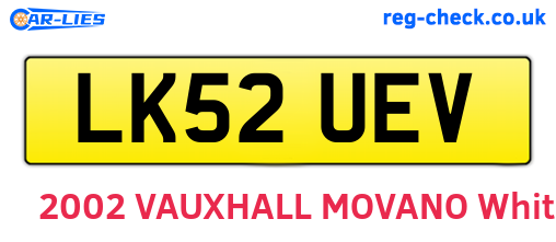 LK52UEV are the vehicle registration plates.