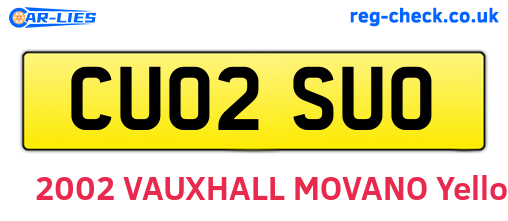 CU02SUO are the vehicle registration plates.