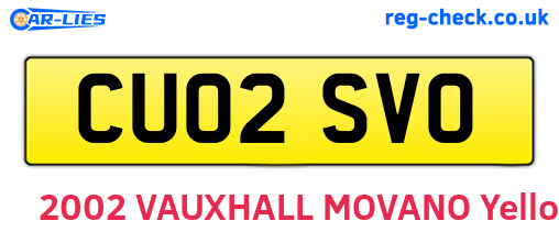 CU02SVO are the vehicle registration plates.