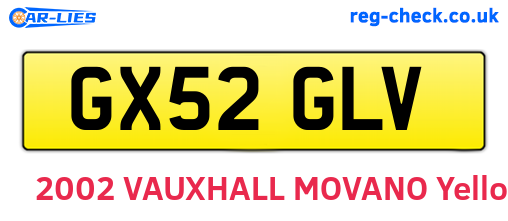 GX52GLV are the vehicle registration plates.