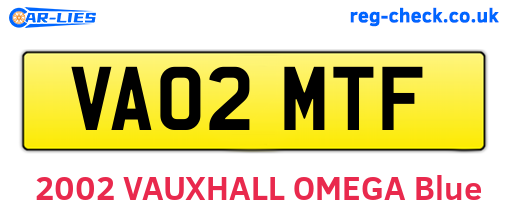 VA02MTF are the vehicle registration plates.