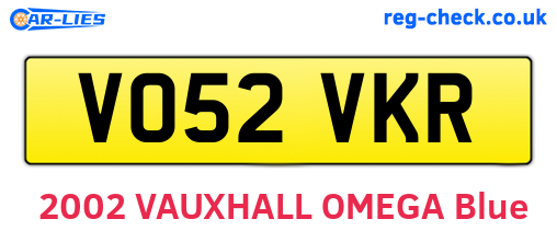 VO52VKR are the vehicle registration plates.