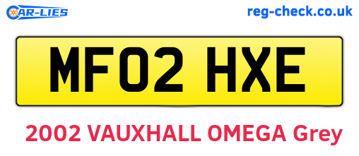 MF02HXE are the vehicle registration plates.