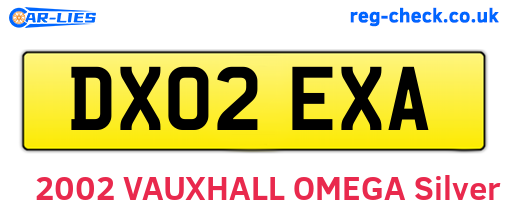 DX02EXA are the vehicle registration plates.