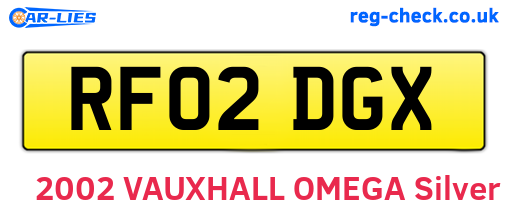 RF02DGX are the vehicle registration plates.