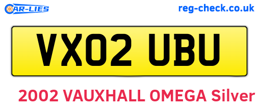 VX02UBU are the vehicle registration plates.
