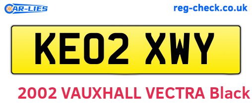 KE02XWY are the vehicle registration plates.