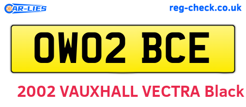 OW02BCE are the vehicle registration plates.