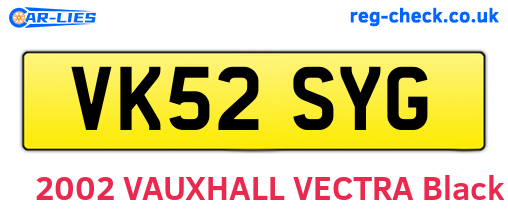 VK52SYG are the vehicle registration plates.
