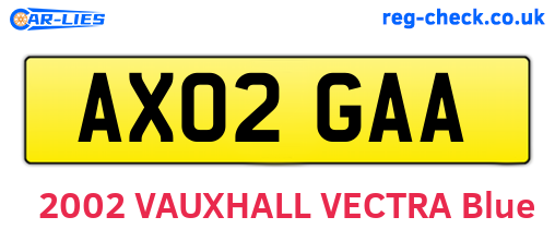 AX02GAA are the vehicle registration plates.