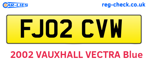 FJ02CVW are the vehicle registration plates.