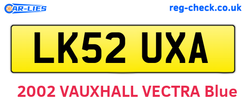LK52UXA are the vehicle registration plates.