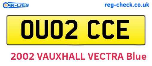 OU02CCE are the vehicle registration plates.