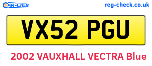 VX52PGU are the vehicle registration plates.