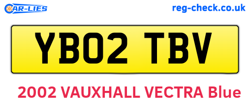 YB02TBV are the vehicle registration plates.