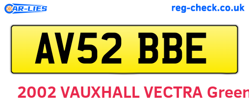 AV52BBE are the vehicle registration plates.