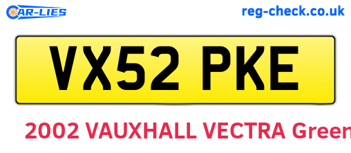 VX52PKE are the vehicle registration plates.