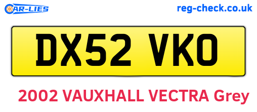 DX52VKO are the vehicle registration plates.
