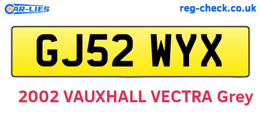 GJ52WYX are the vehicle registration plates.