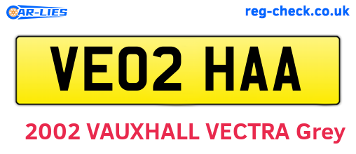 VE02HAA are the vehicle registration plates.