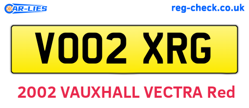VO02XRG are the vehicle registration plates.