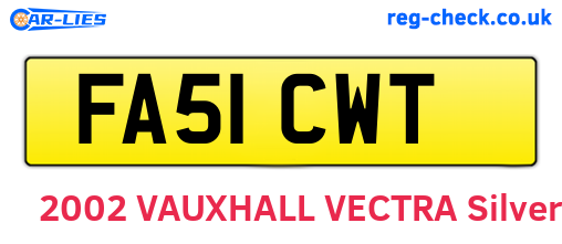 FA51CWT are the vehicle registration plates.