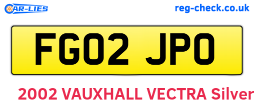 FG02JPO are the vehicle registration plates.