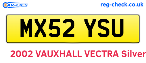 MX52YSU are the vehicle registration plates.