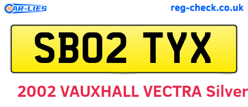 SB02TYX are the vehicle registration plates.