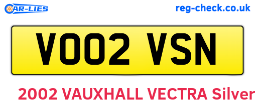 VO02VSN are the vehicle registration plates.