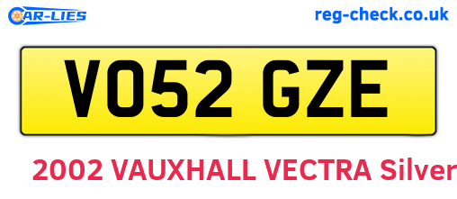 VO52GZE are the vehicle registration plates.