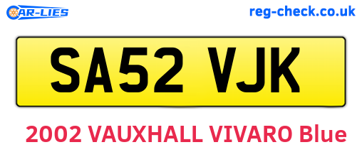 SA52VJK are the vehicle registration plates.
