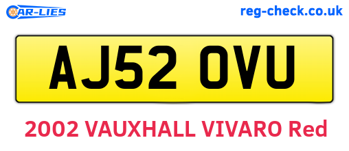 AJ52OVU are the vehicle registration plates.