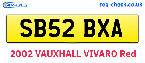 SB52BXA are the vehicle registration plates.