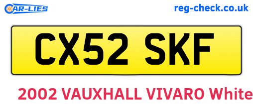 CX52SKF are the vehicle registration plates.