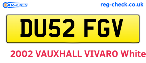 DU52FGV are the vehicle registration plates.