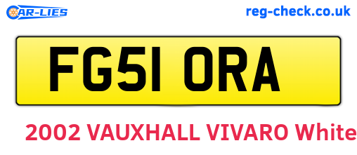 FG51ORA are the vehicle registration plates.