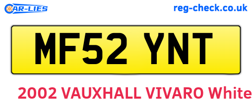 MF52YNT are the vehicle registration plates.