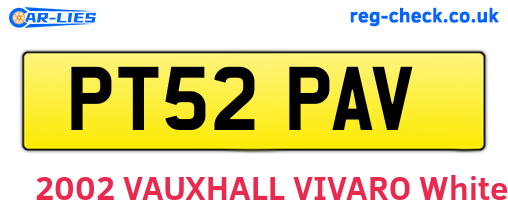 PT52PAV are the vehicle registration plates.