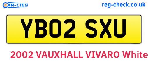 YB02SXU are the vehicle registration plates.