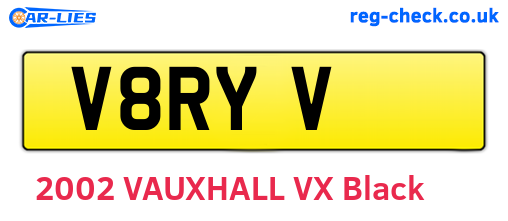 V8RYV are the vehicle registration plates.