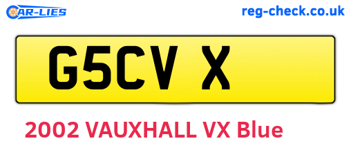 G5CVX are the vehicle registration plates.