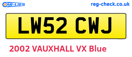 LW52CWJ are the vehicle registration plates.