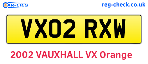 VX02RXW are the vehicle registration plates.